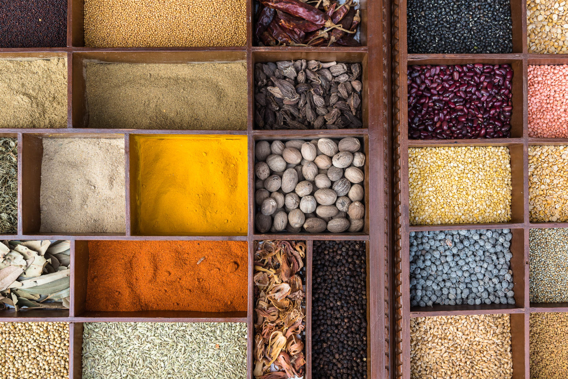 Organic spices, many of which are grown on their on-site garden