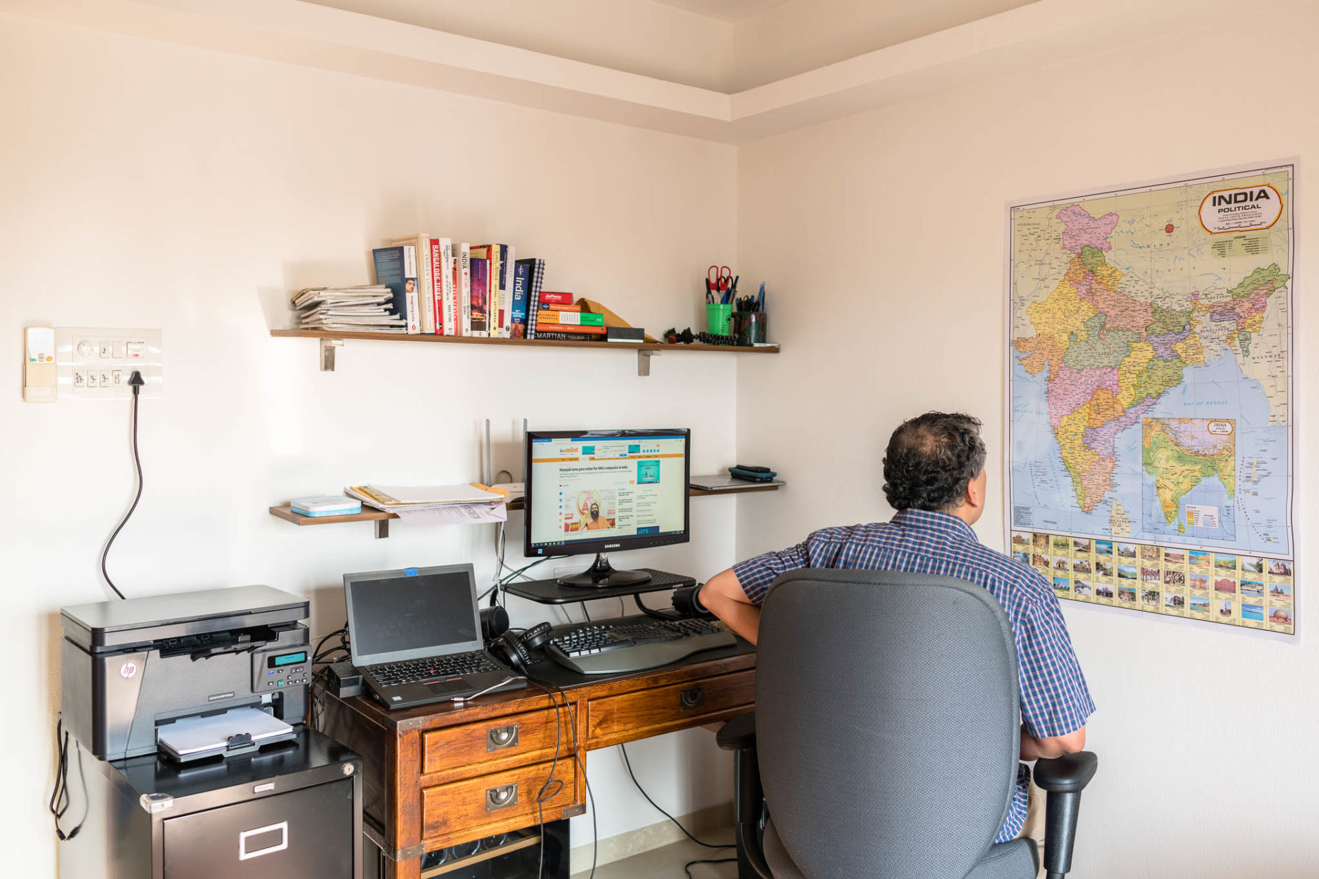 Vindu Goel at his home office in Mumbai