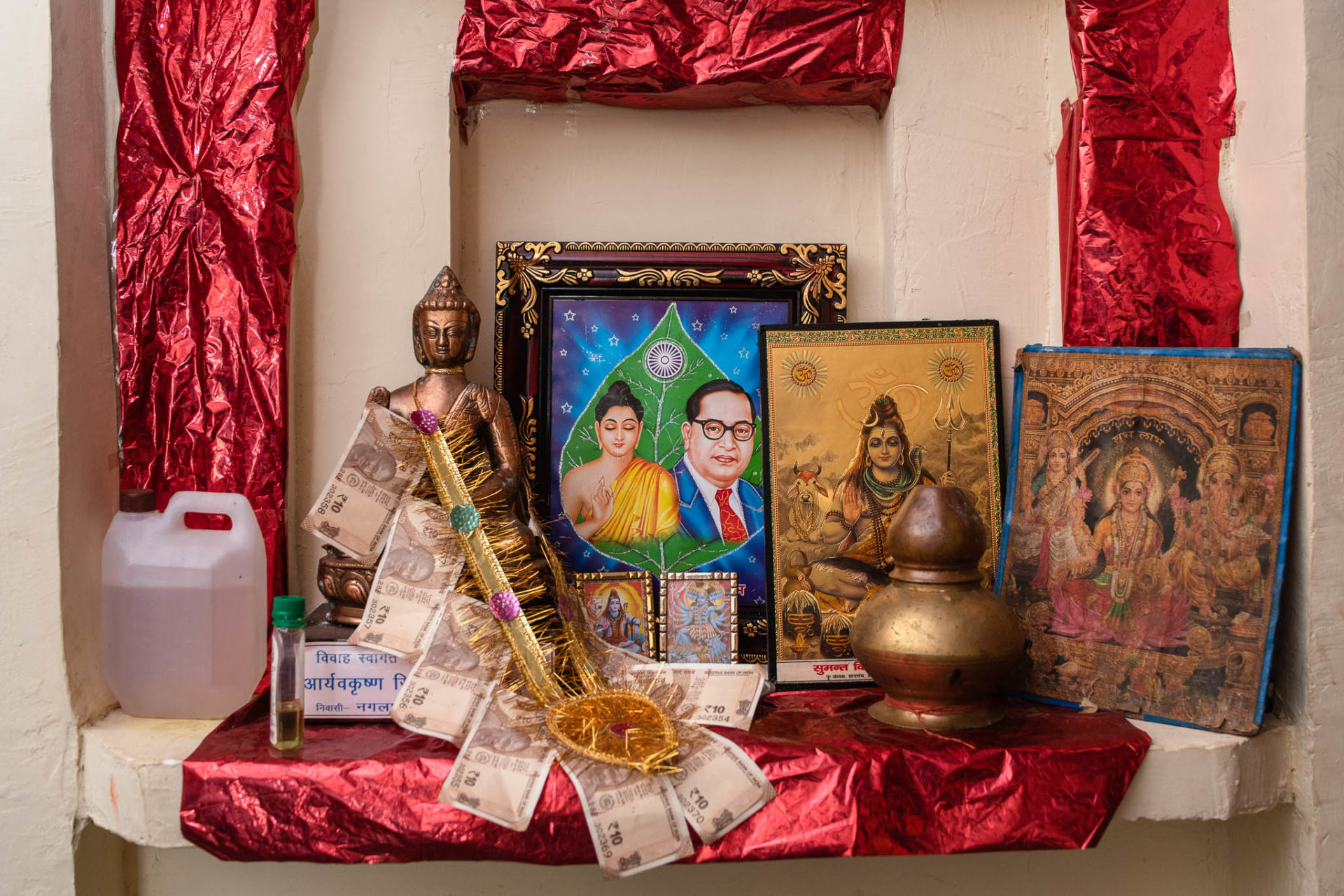 Dr. Babasaheb Ambedkar's portrait amongst other Indian Gods in S